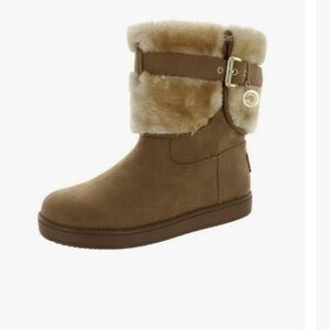 GBG Medium Brown Adlea Suede Fabric and Faux Fur Ankle Boots. Size 7 M